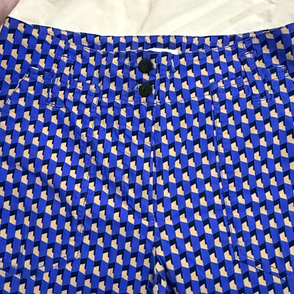 Maeve Blue and Tan Geometric Flare Pants - Picture 4 of 8
